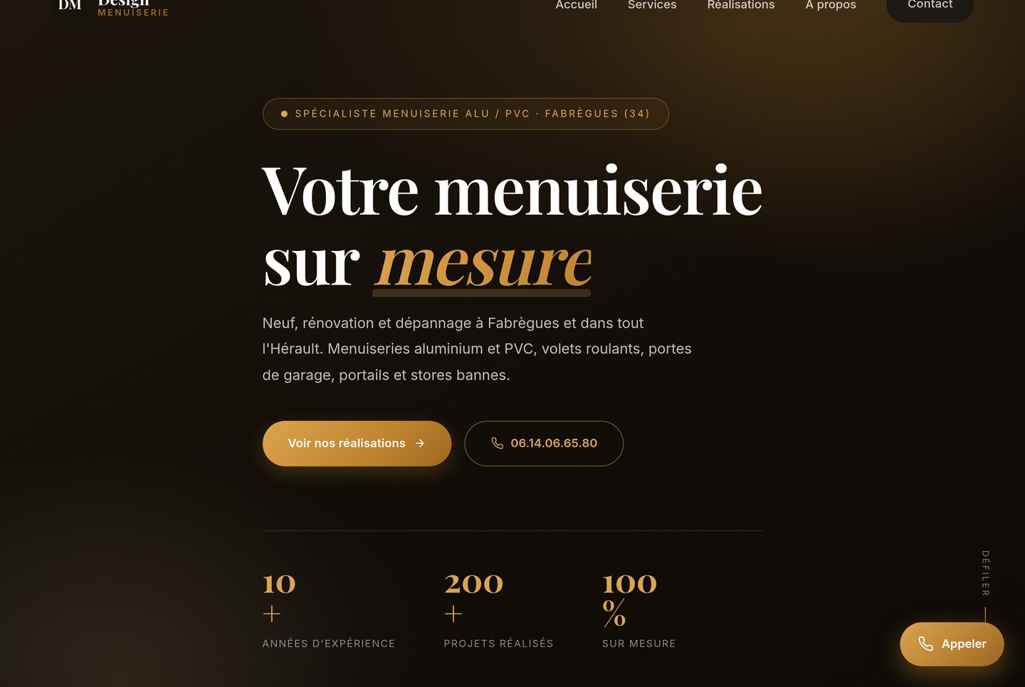 Aperçu du site Design Menuiserie